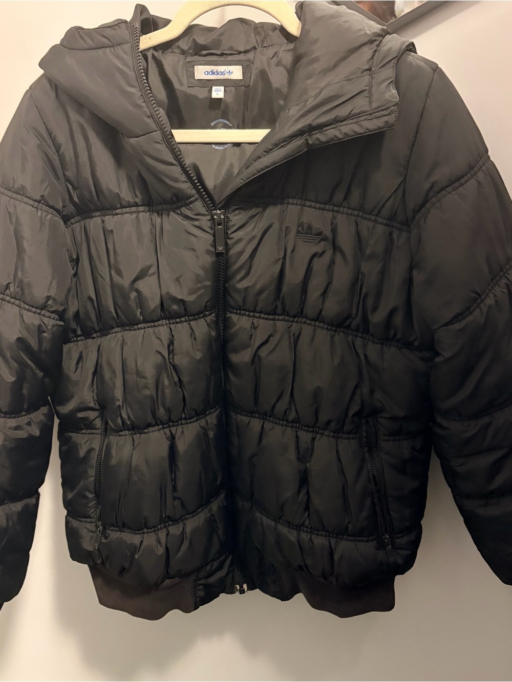 adidas Black Quilted Puffer Jacket with Hood